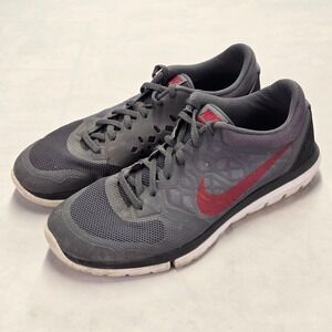 Nike Flex Run Mens Running Shoes Dark Grey Red 709022-002 Size 10